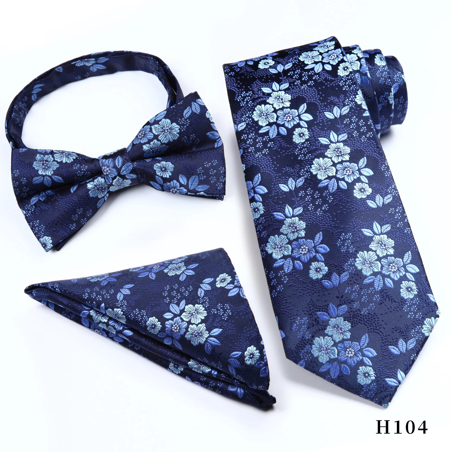 HISDERN 3 шт. классический галстук в горошек с узором пейсли в полоску для мужчин Предварительно галстук-бабочка и карман квадратный галстук-бабочка подарочная коробка для носовых платков - Цвет: H104 Without Box