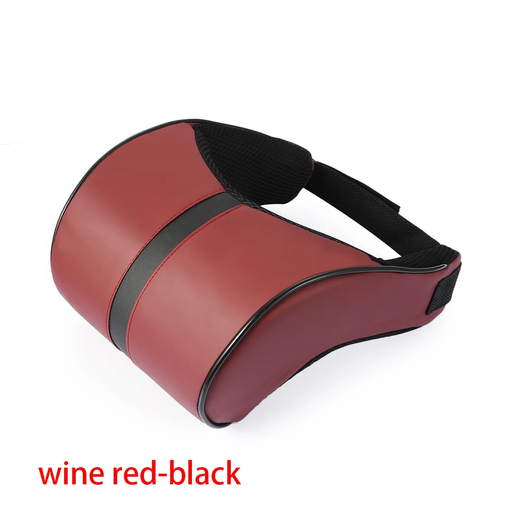 wine red-black 1 шт. Регулируемая защита шеи поясницы автомобильные аксессуары кожаная Автомобильная подушка-подголовник для шеи память хлопковый подголовник подушка для сиденья - Название цвета: wine red-black