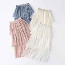 ZOUHIRC/летние сетчатые юбки в горошек, плиссированные милые юбки для девочек, женские пляжные повседневные юбки, бюст 60-80 см, vestido