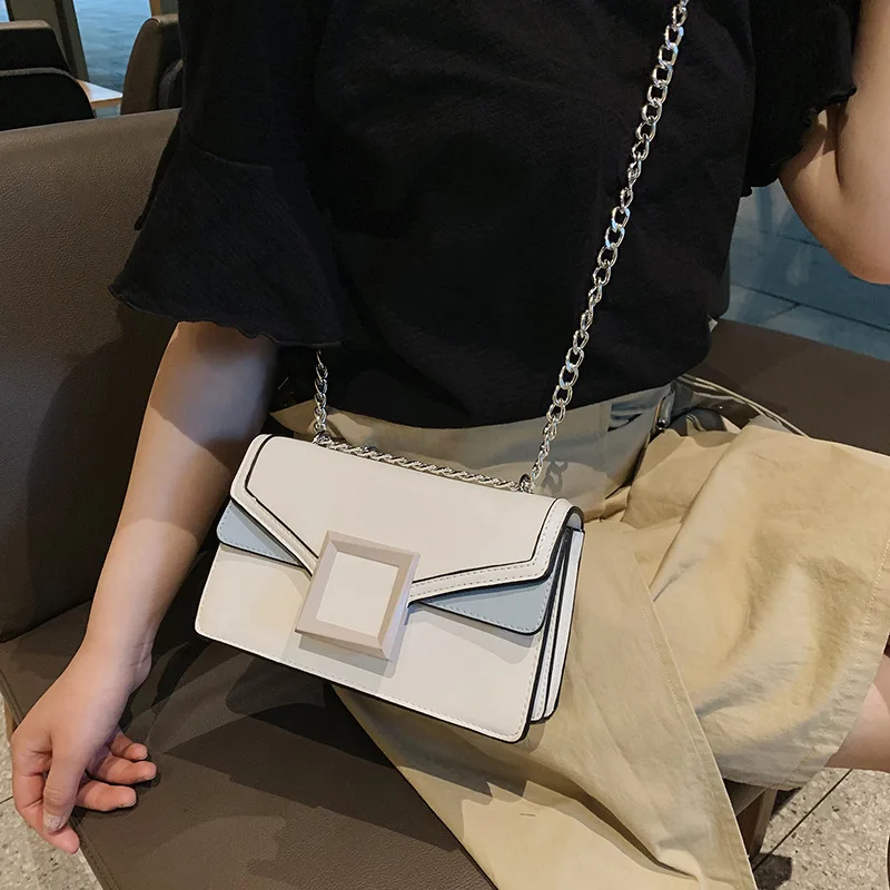 

JI HAO Brand Design Female Shoulder Bags PU Leather Crossbody Bag For Women Fashion Panelled Small Bag Ladies Chains Flap Bags