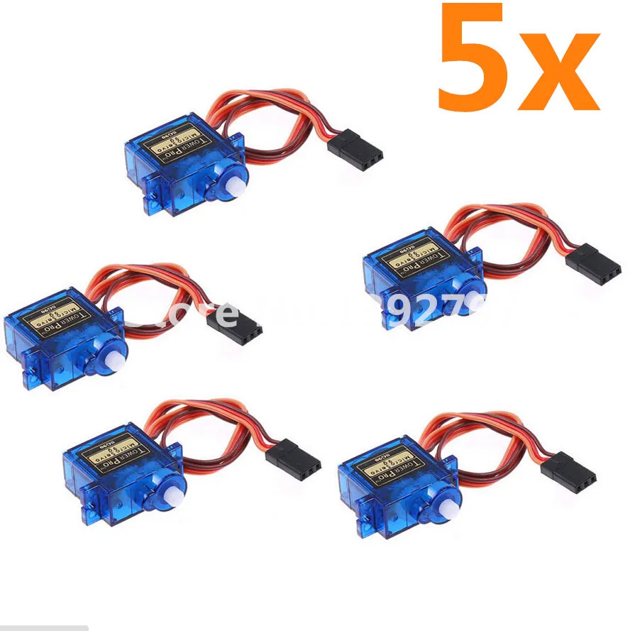 

5PCS /lot Tower pro SG90 Micro 9g Servo  JR For Trex 450 RC Planes Helicopter Parts Steering gear Toy motors