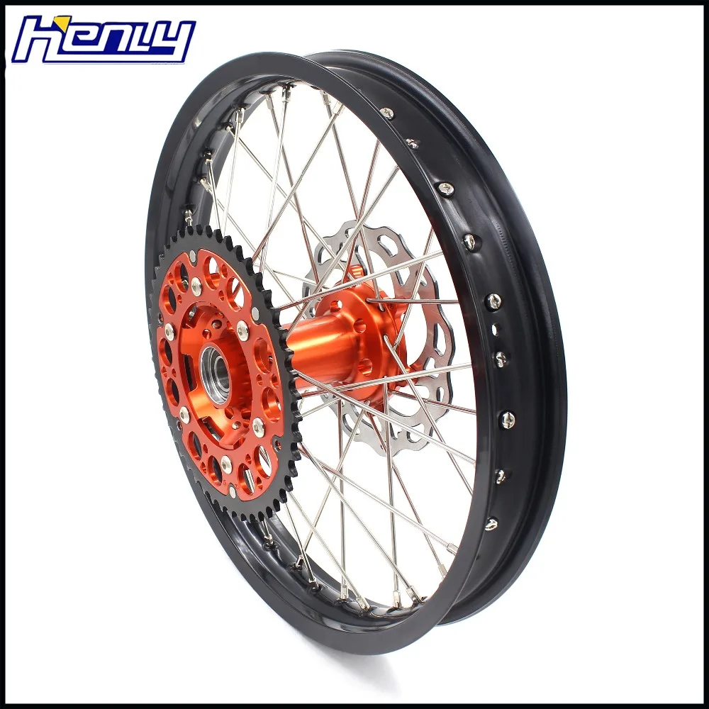 2,15*1" эндуро заднее колесо для KTM EXC EXCF 125 150 200 250 300 350 450 2003- оранжевый SPROCEKT