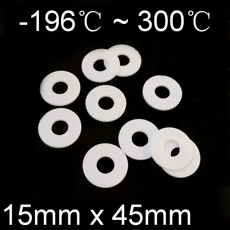 

DN15 PTFE Flat Flange Gasket ID 15mm x 45mm OD Teflon O Ring Seal Spacer Thickness 3m Oil Resistance Washer Round Shape White