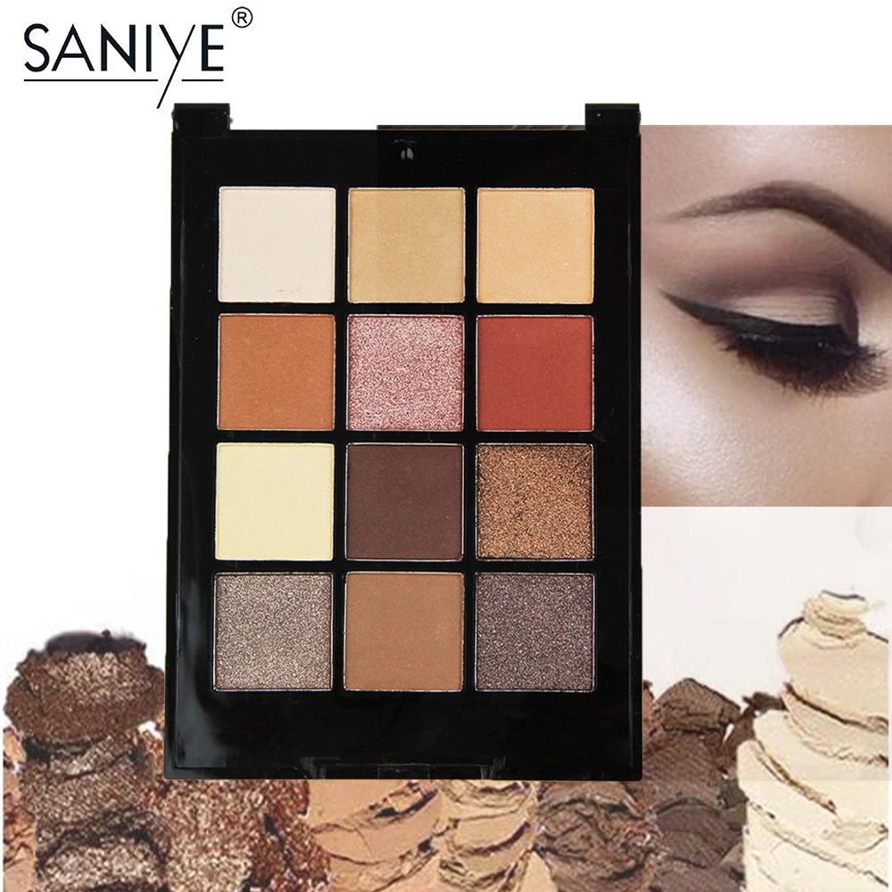 

SANIYE 12 Colors Nude Eyeshadow Palette Waterproof Colorful Eye Shadow Palette Makeup Cosmetics E1228