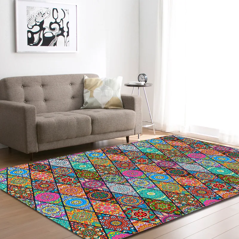 

Colorful Flower Grain Geometric Floral Wood Modern Rugs And Carpets For Home Living Room Kids Carpet Bedroom Floor Rugs Yoga Mat