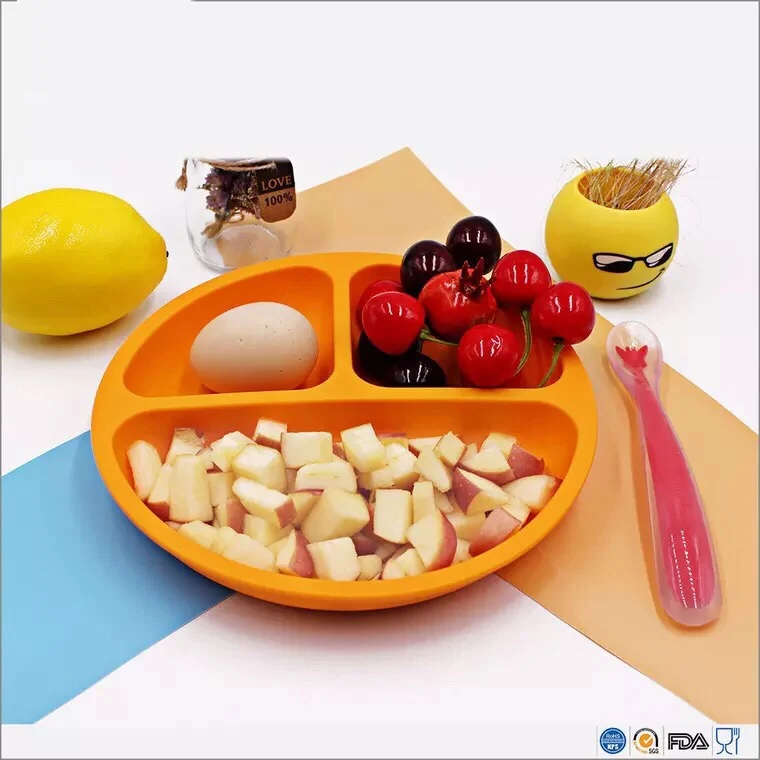 Kids Plates - Toddler Plates - Silicone Plate with Dividers for Baby, Kids & Toddlers - Set of 3 - Microwave Safe Dishes - Teal,