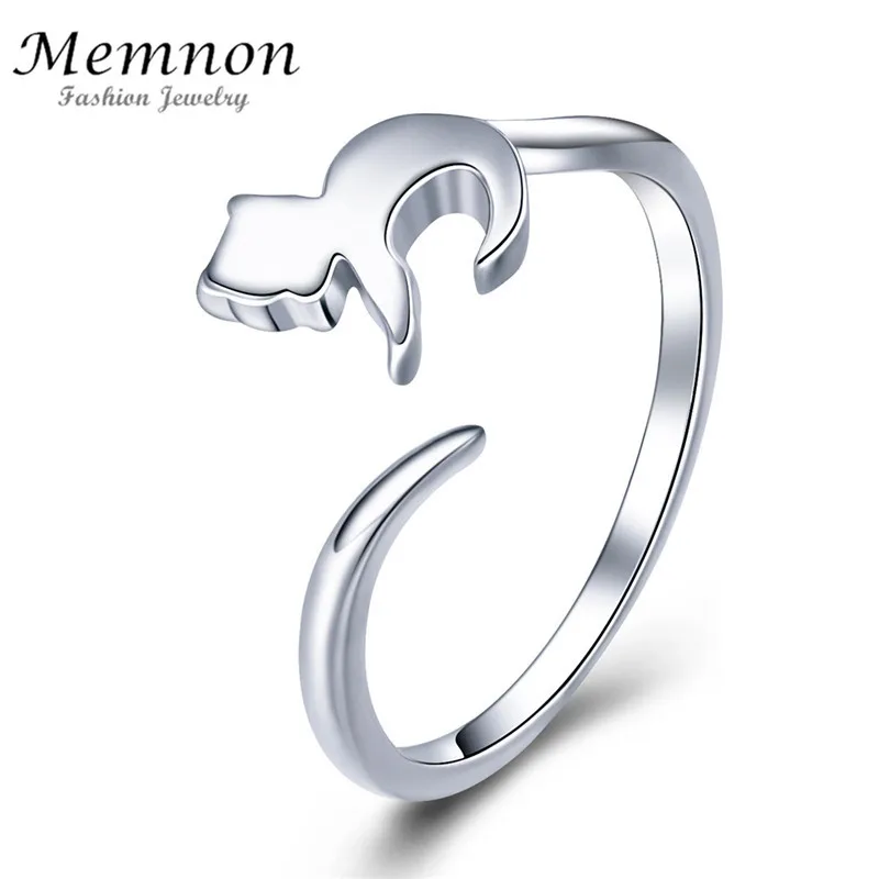 

Memnon 925 Sterling Silver Adorable Cat Long Tail Finger Rings for Women Adjustable Size Wedding Engagement anel anillos Jewelry