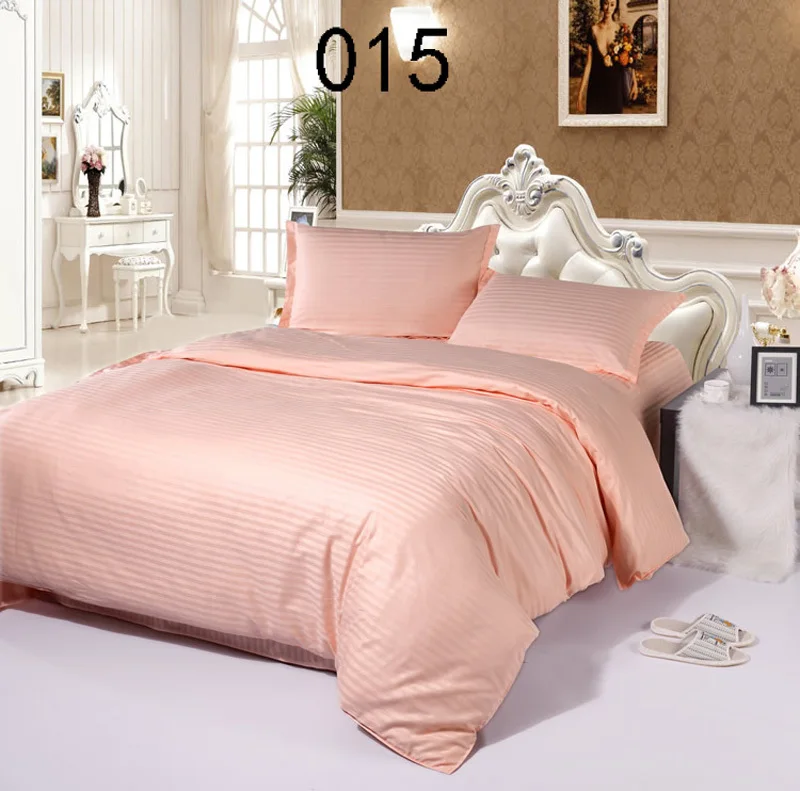 Jade green Cotton Satin Stripe 4Pcs Bedding Sets Home Bedclothes Set