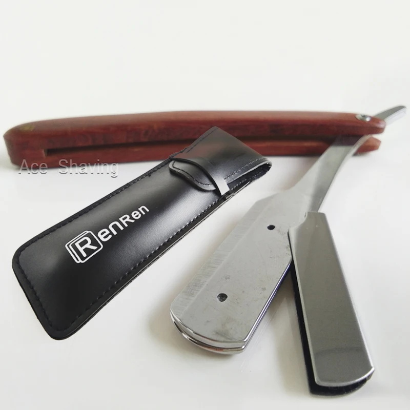 

Wood Handle Folding Safety Shaving Razor 10 pcs Replaceable Double Edge Blades Beard Shaver Synthetic Leather Bag