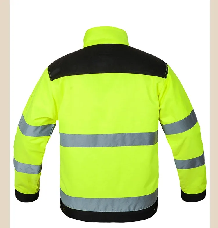 Bauskydd Reflective Jacket High visibility Men Outdoor Working Tops Fluorescent Yellow Multi-pockets Safety Workwear Clothing (8)