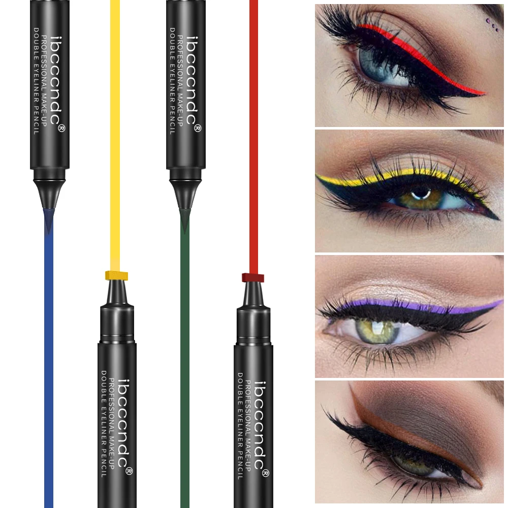 

6 Colors Liquid Eyeliner Stamp Pen Matte Black Colorful Lazy Eyes Make Up Waterproof Quick Dry Blue Green Red Yellow Eye Liner