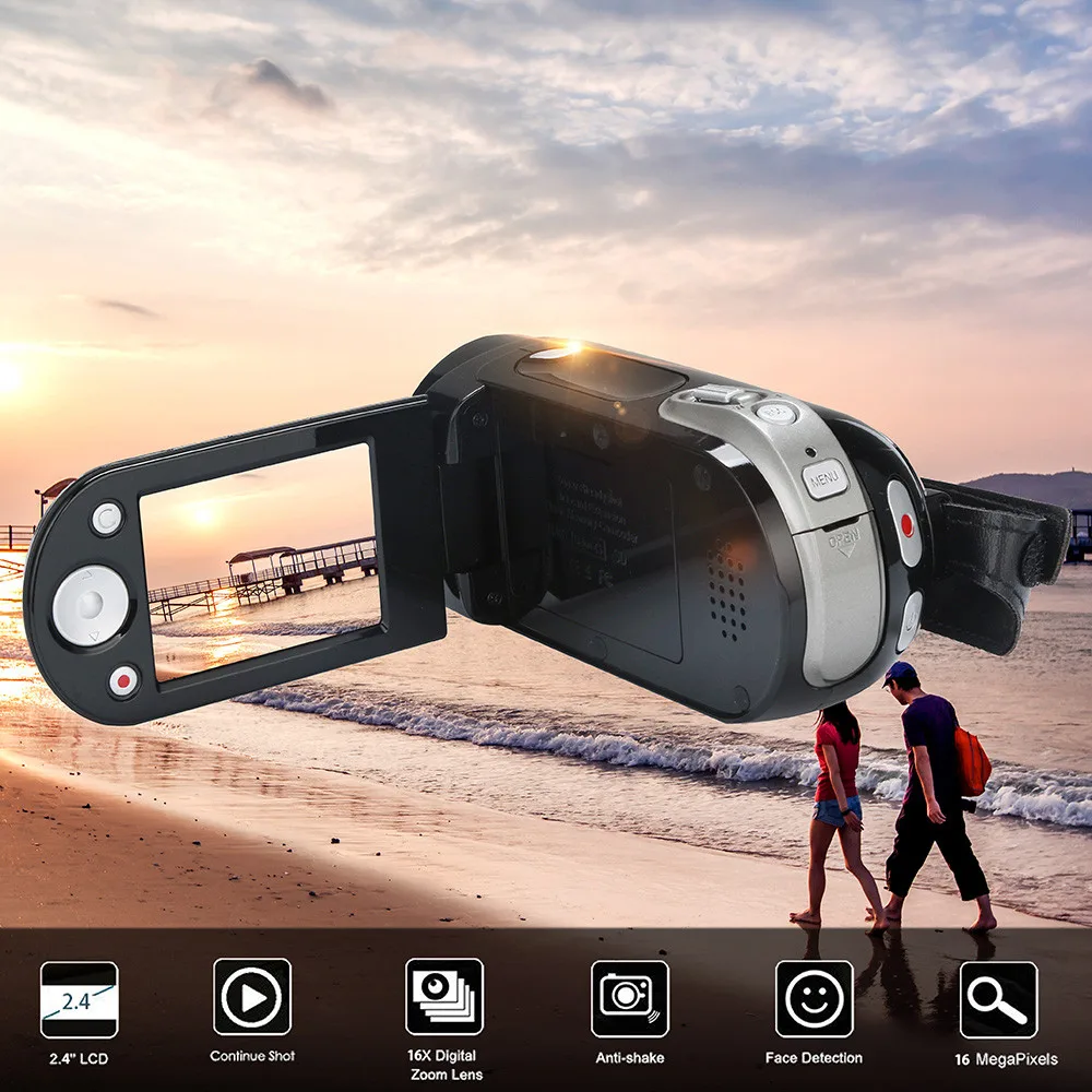 

Video Camcorder HD 1080P 16 Million Pixels Handheld Digital Camera 16X Digital fixed lens F/3.2, f=7.6mm 16X digital YECF