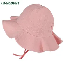 Повседневный летний детский шляпы от солнца для девочек сплошной цвет хлопок детская Панама летняя солнцезащитная Кепка для девочек Детская кепка детская пляжная кепка