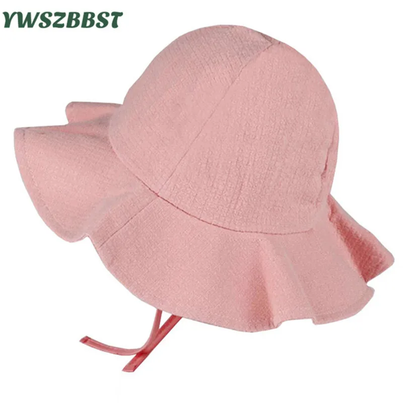 

New Casual Summer Baby Girls Sun Hats Solid Color Cotton Children Bucket Hat Summer Sun Cap for Girls Child Cap Kids Beach Cap