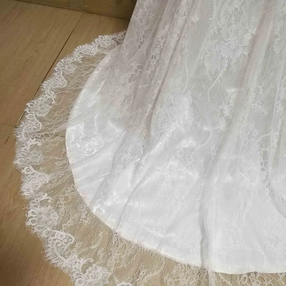 E JUE SHUNG белые кружевные пляжные свадебные платья русалки с v-образным вырезом на бретельках недорогие свадебные платья robe de mariage