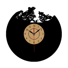 CD Vinyl Record Wall Clock Modern Skeleton Sledding Mountain skiing Watch Classic Clock Relogio Parede Decorative Living Room