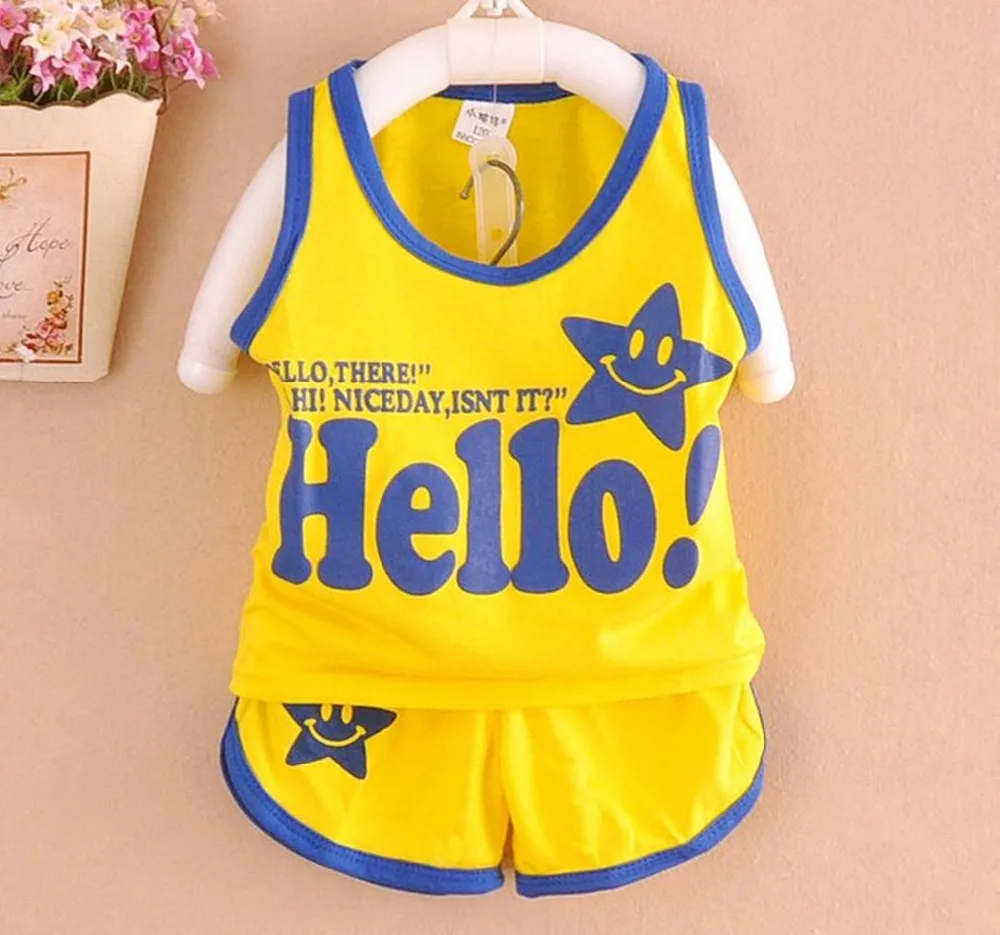 Baby boy clothing sets 2017 New summer baby clothing set cotton Cute pattern Vest & shorts 0-2 year baby suit set baby clothes