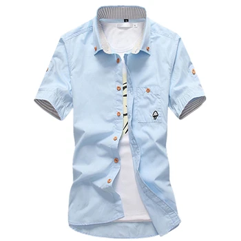 

2019 Summer Fashion New Men's Casual Short Sleeve Shirt / Men's slim fits Mushroom Print dress Shirts blouses