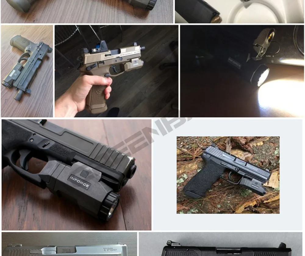 Pistola de Luz Lanterna para a Caça Greenbase Arma Caça Tática Noite Evolução Mini Led Branco Apl Luz 7 Cheap Luzes de armas
