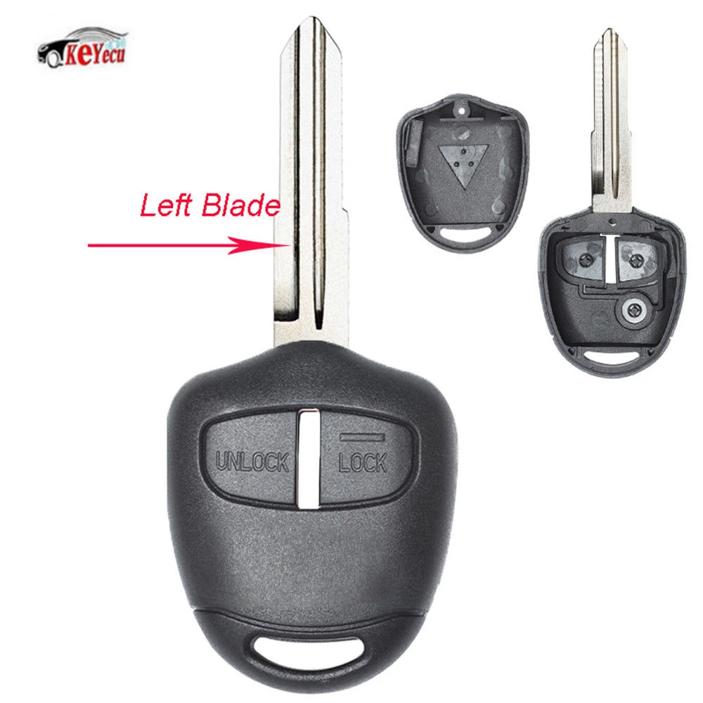 

KEYECU 2 Button Replacement Remote Car Key Shell Case Fob for Mitsubishi Pajero Triton Lancer Evo with uncut left blade