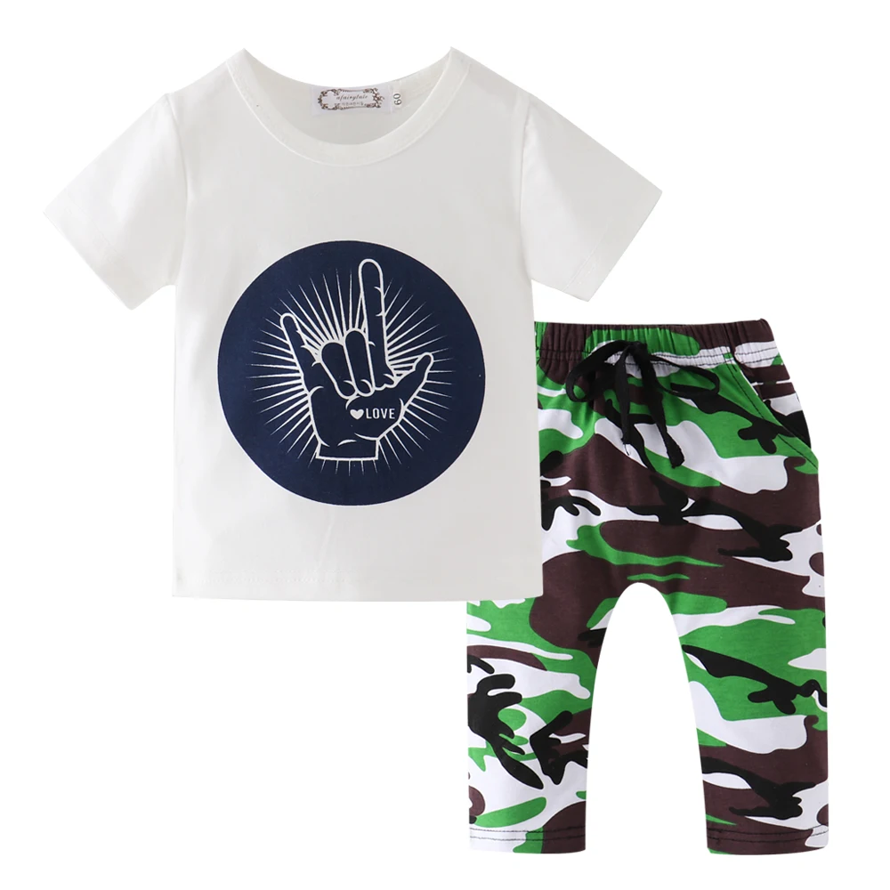 Модный детский комплект одежды для мальчиков футболка с короткими рукавами +