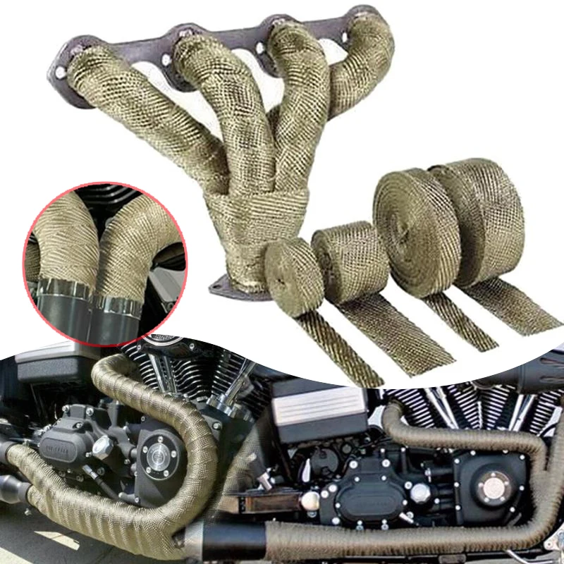 5M Exhaust Muffler Pipe Heat Insulation Fiberglass Titanium Gold Car