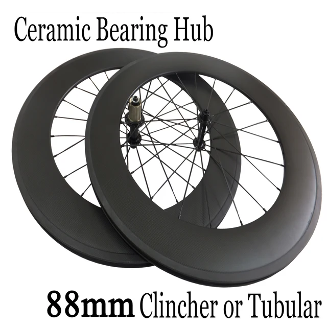 Cheap Powerway R13 Ceramic Bearing Hub 88mm Clincher Tubular Carbon Bike Wheelset with Mac aero 424 CNspokes Carbon Bicycle Wheels