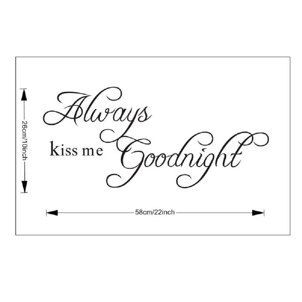DIY стикер на стену &quotAlways Kiss Me Goodnight&quot английские виниловые наклейки стены