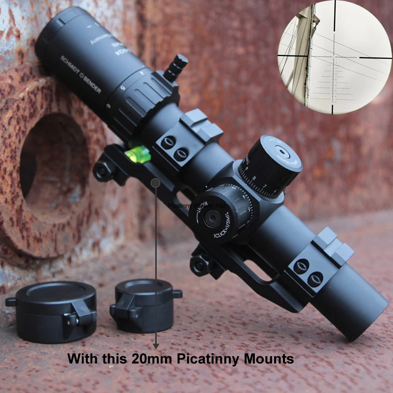 

Schmidt bender New 1.2-6x24 PMII Short Tactical Riflescopes Quick Acquisition Full Light Reticle with Picatinny 20mm Mounts