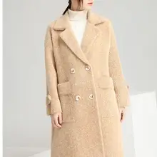 Новая мода весна зима женское мохеровое двубортное одноцветное длинное пальто женская верхняя одежда manteau femme abrigos mujer
