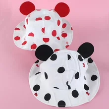 Хлопковая Панама в горошек с заячьими ушками и широкими полями для мальчиков и девочек, детская летняя шляпа от солнца