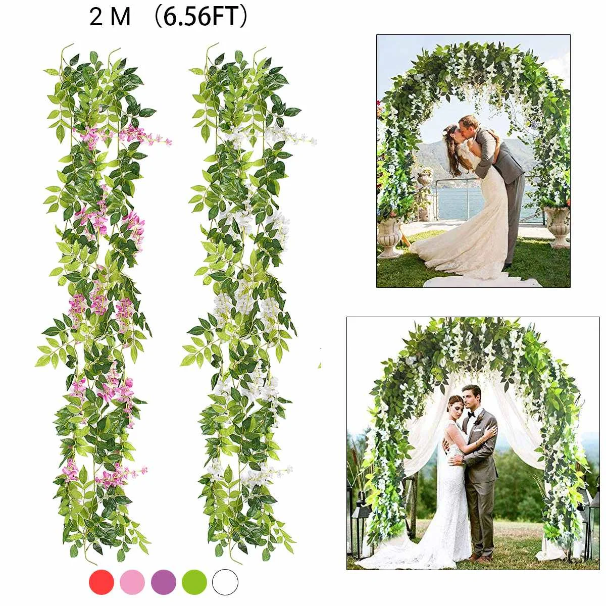 Wisteria Artificial Flowers Vine Garland Wedding Arch Decoration Flowers Ivy