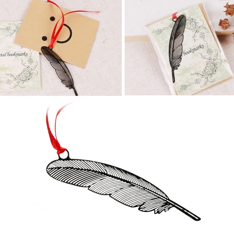 

Elegant Feather Metal Book Marks Magazine Label Office School Gift Bookmarks New Book mark