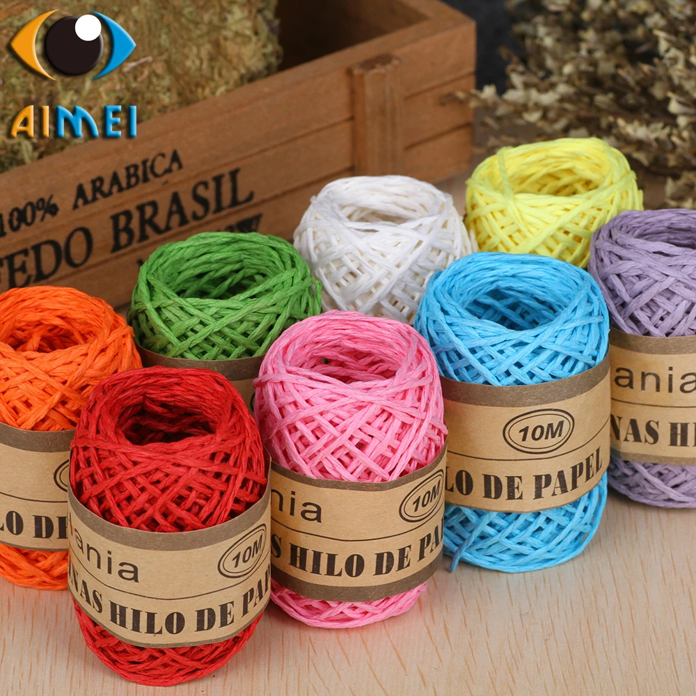 

Color Raffia paper rope handmade DIY kindergarten weaving flowers ropes baking packaging materials hand-knit rope 10 meters