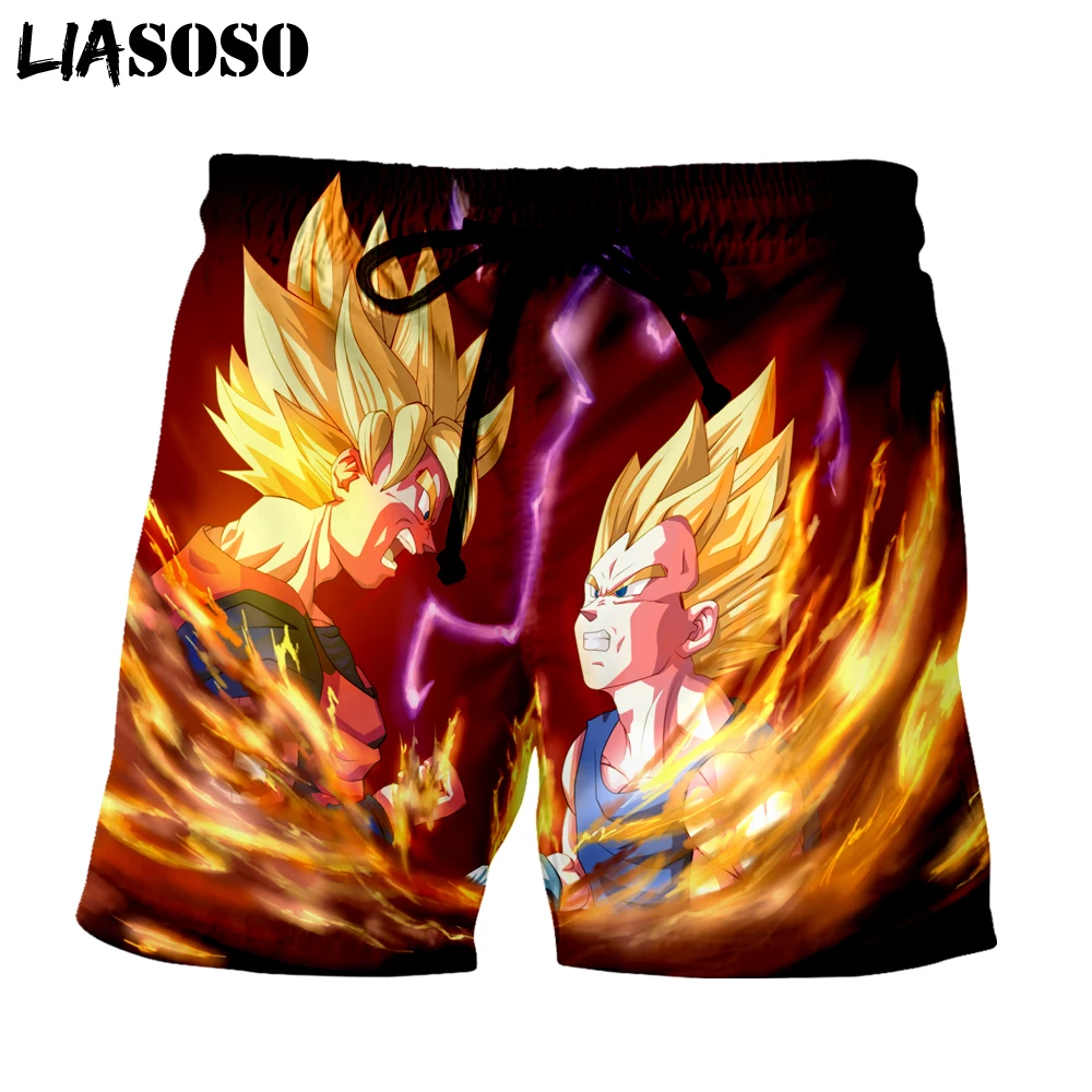 LIASOSO новые летние модные Для мужчин Для женщин шорты 3D с милым принтом аниме Dragon Ball Гоку пляжные Фитнес Повседневное унисекс свободные