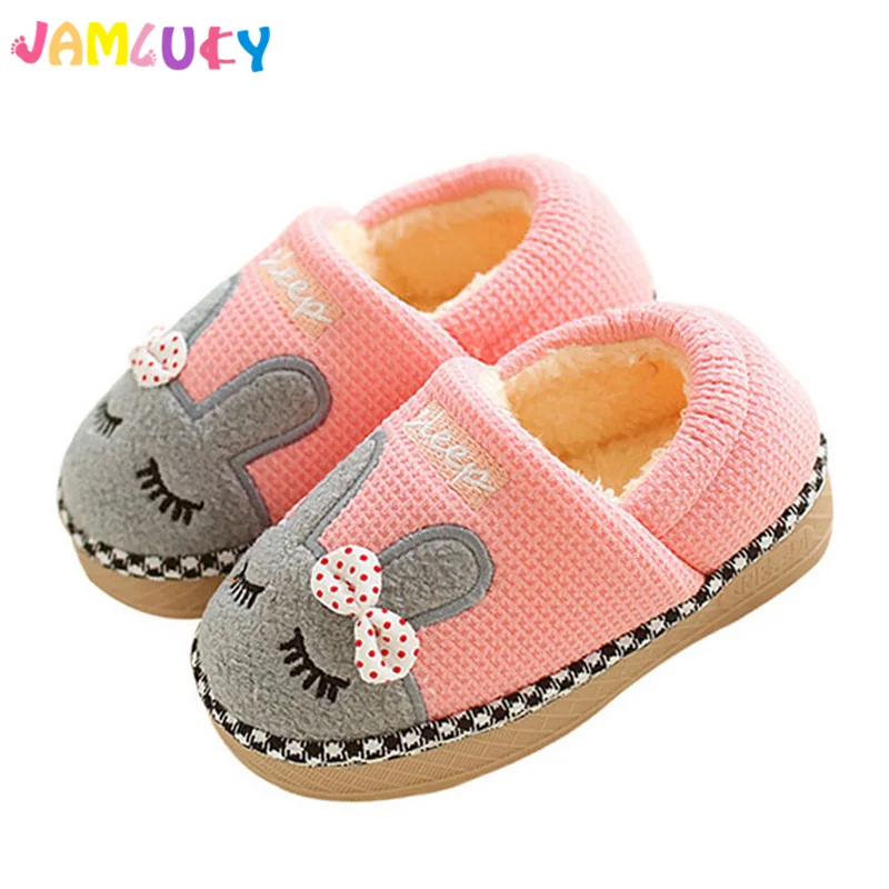 

Children Slippers Winter Cute Rabbit Ears Slippers Boys Girls Home Shoes Warm Plush Kids Shoes Winter Soft Indoor Shoes Girls