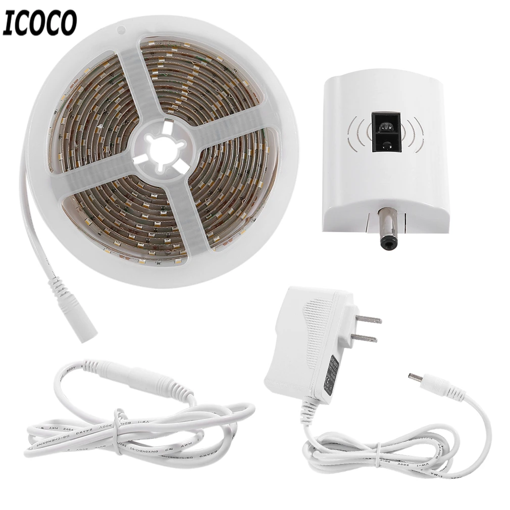 

ICOCO Waterproof IP66 LED Hand Wave Sensor Light Strip 3M 1.5A 12V Dimmable Light Kit for US Plug Free Shipping Drop Shipping