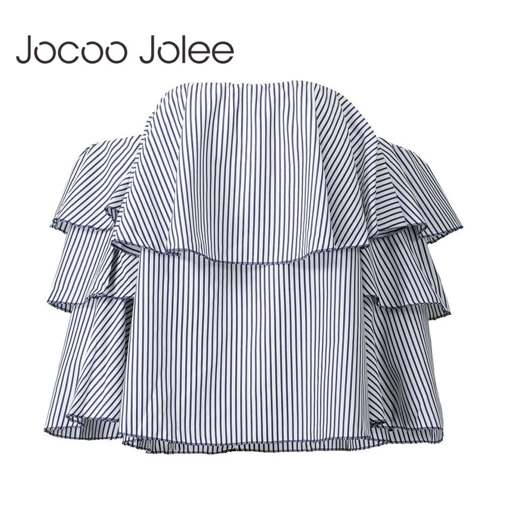 Блузка Jocoo Jolee в полоску с открытыми плечами и оборками свободная блузка