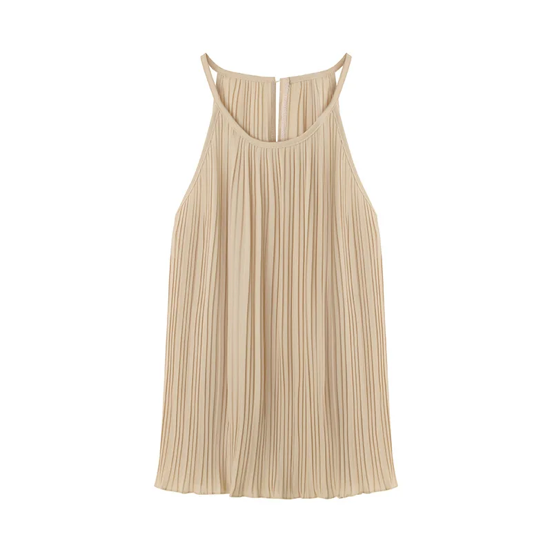 Dowisi женские шифоновые топы, модные, однотонные, без рукавов, с рюшами, Camisole, женская одежда, женская одежда, Harajuku, Холтер, с открытыми плечами, Camis Tee