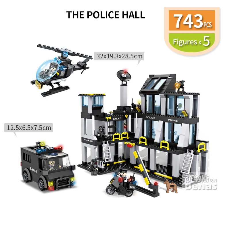 Building Block Police Mobile Command Center SWAT Minifigures Bricks toy NEW