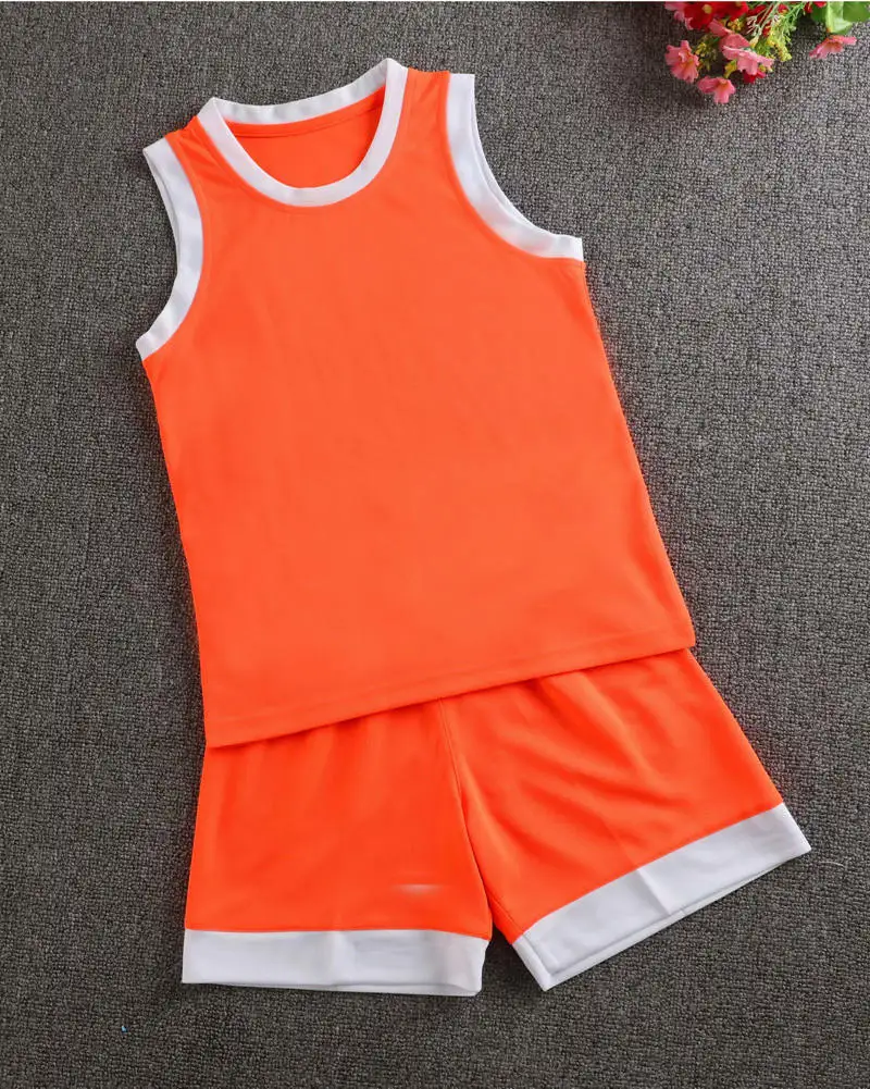 Детские баскетбольные майки, наборы, Детские пустые баскетбольные Молодежные спортивные комплекты для мальчиков, Беговая униформа для тренировок, трикотажные шорты, наборы - Цвет: 2800 orange
