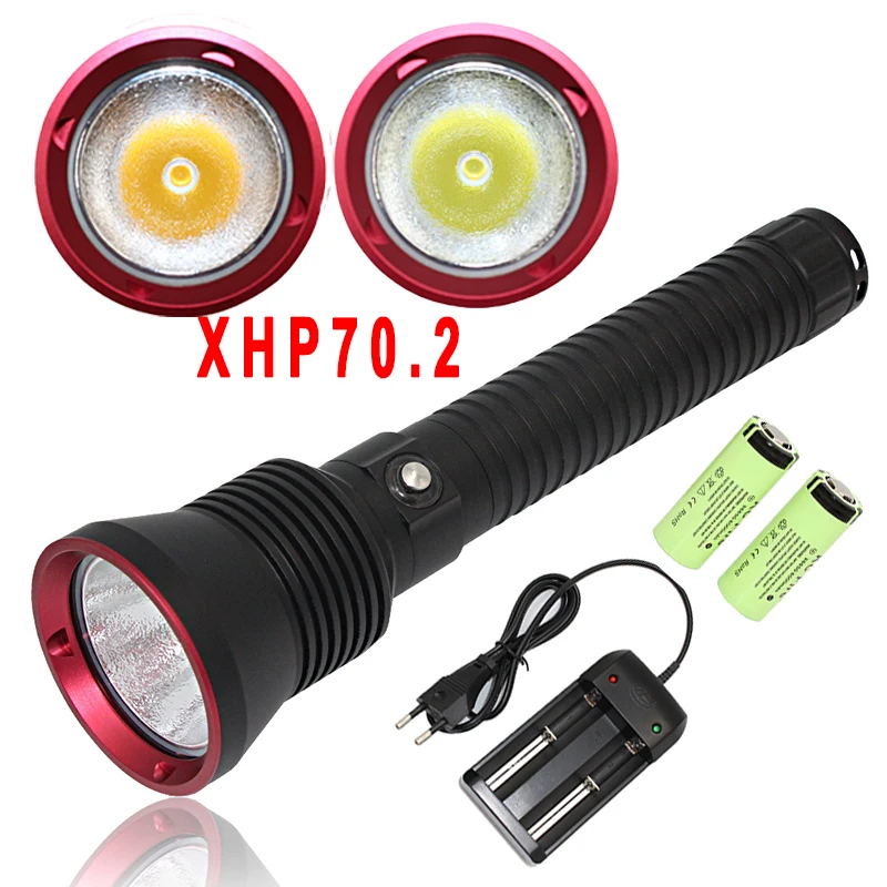 

Scuba Diving Flashlight cr XHO70.2 LED Underwater dive light torch 26650 lanterna Lamp Powerful Waterproof xhp70 diving torch