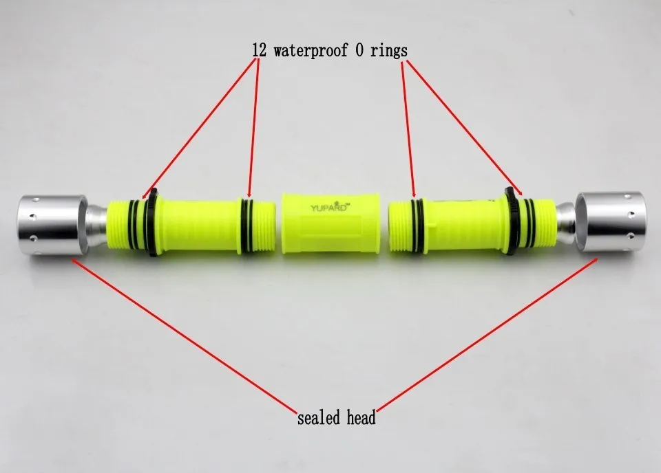 YUPARD Q5 светодиодный Дайвинг аквалангист Водонепроницаемый белый желтый свет двойной Глава фонарик факел лампы наружный фонарь для кемпинга