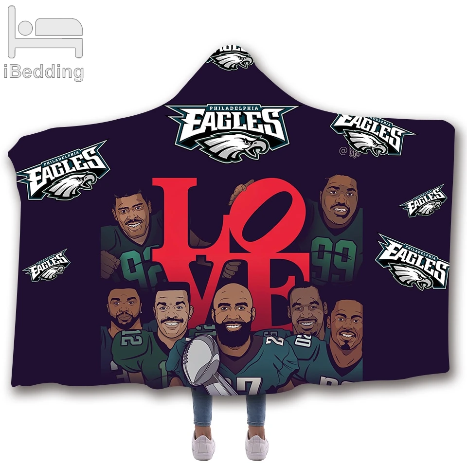 

24 Styles NFL Football Team 3D Printed Plush Hooded Blanket for Adults Kid Warm Wearable Fleece Throw Blankets