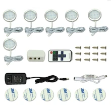 6 шт. светодиодная подсветка под шкаф, кухонный пульт дистанционного управления, затемненный шайба, светильник s, шкаф, лампа, шкаф, барные лампы, украшение