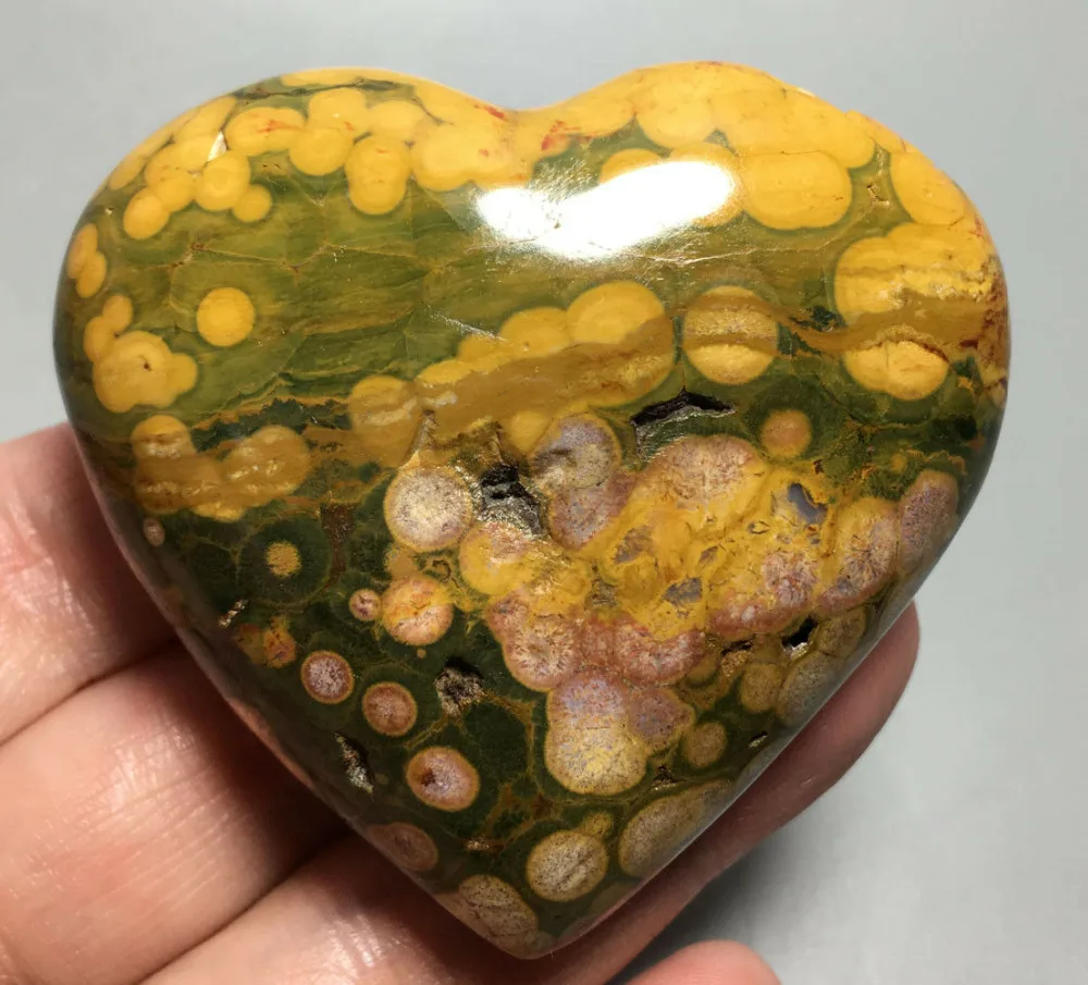 

138g NATURAL OCEAN JASPER QUARTZ CRYSTAL HEART HEALING stones Mineral specimen