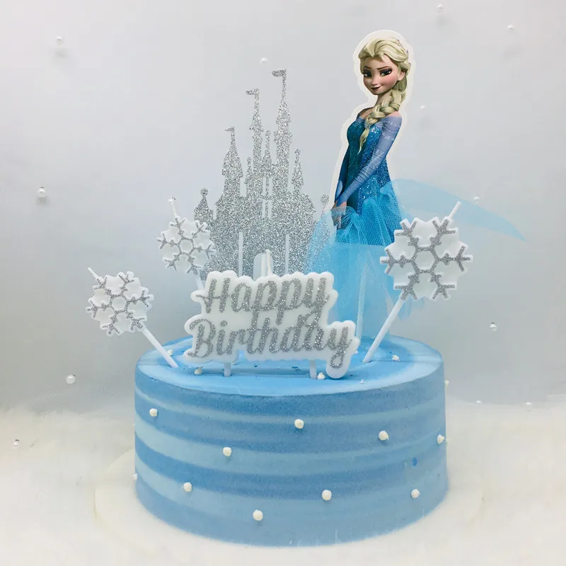 Блестящий золотистый Серебристый принцесса с днем рождения украшения торта вечерние свечи для детского декора вечерние свечи подарки