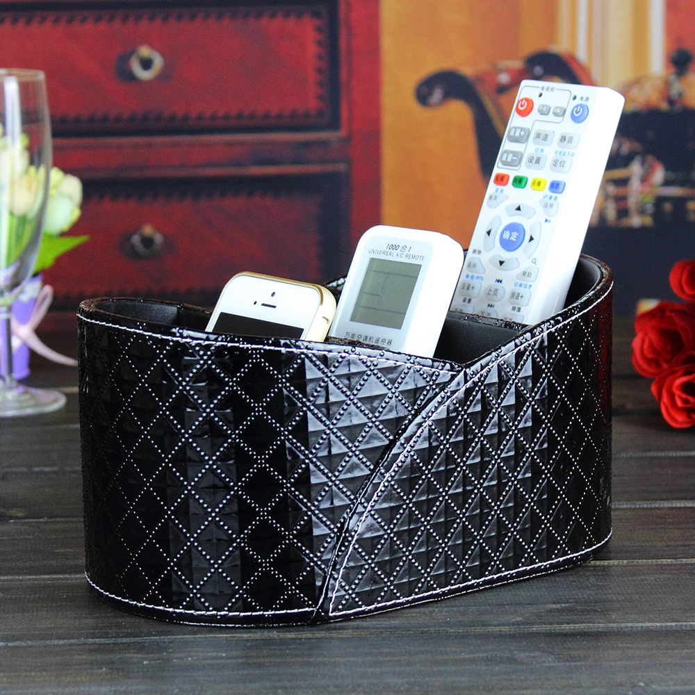 

PITEBO 3 slot leather desk remote controller home sundries storage box display presentation organizer case holder
