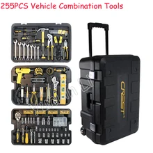 255Pcs Hand Tools Multi-functional Wrench Screwdriver Knife Tool Set With Rolling Tool Box Household High Quality Socket Wrench