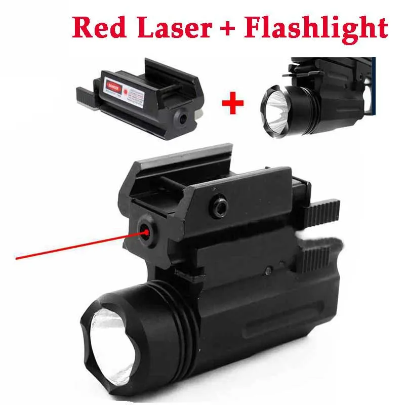 X100 And Red Laser Тактическая охотничья оптика мини Красный лазерный прицел+ X100 светодиодный фонарик комбинированный Glock 17 19 22 23 31 32 оружейные фонари для 20 мм рельс - Цвет: X100 And Red Laser